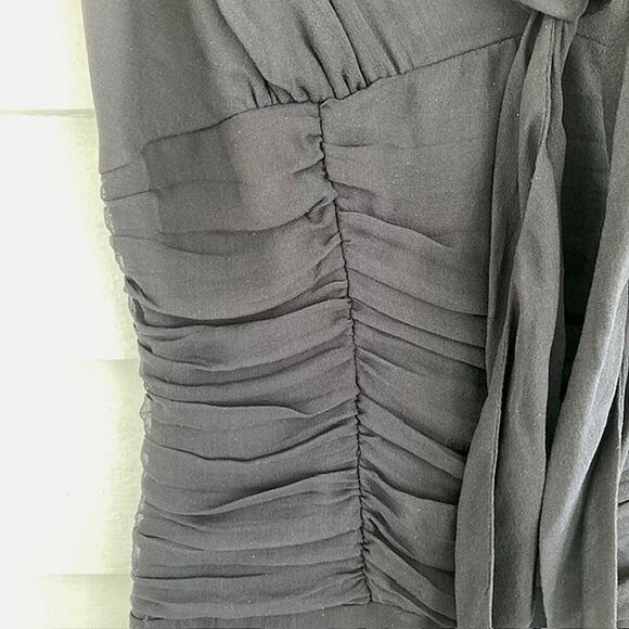 Jonathan Martin NWT 100% SILK Black Chiffon Ruched Cocktail Dress 8 Witchycore - Picture 3 of 8